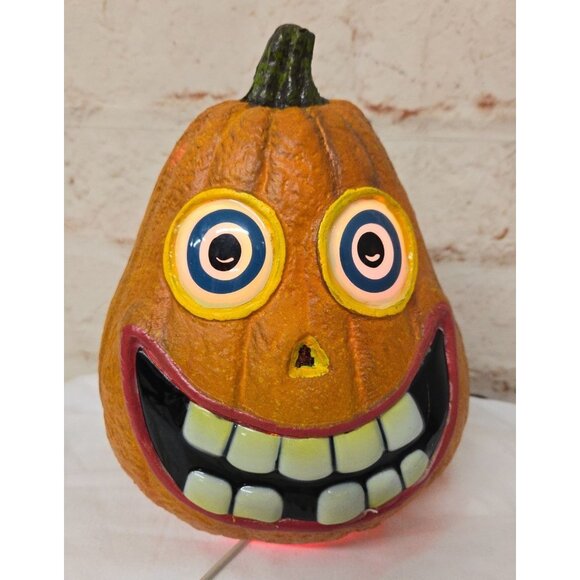 Vintage Gemmy Foam Light up 9" Pumpkin Goofy Face - Picture 1 of 9